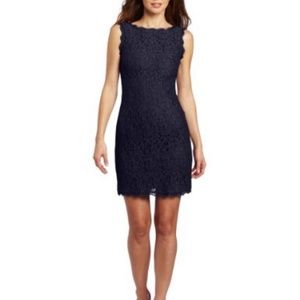 Adrianna Pappel cobalt Blue Lace dress v neck zip